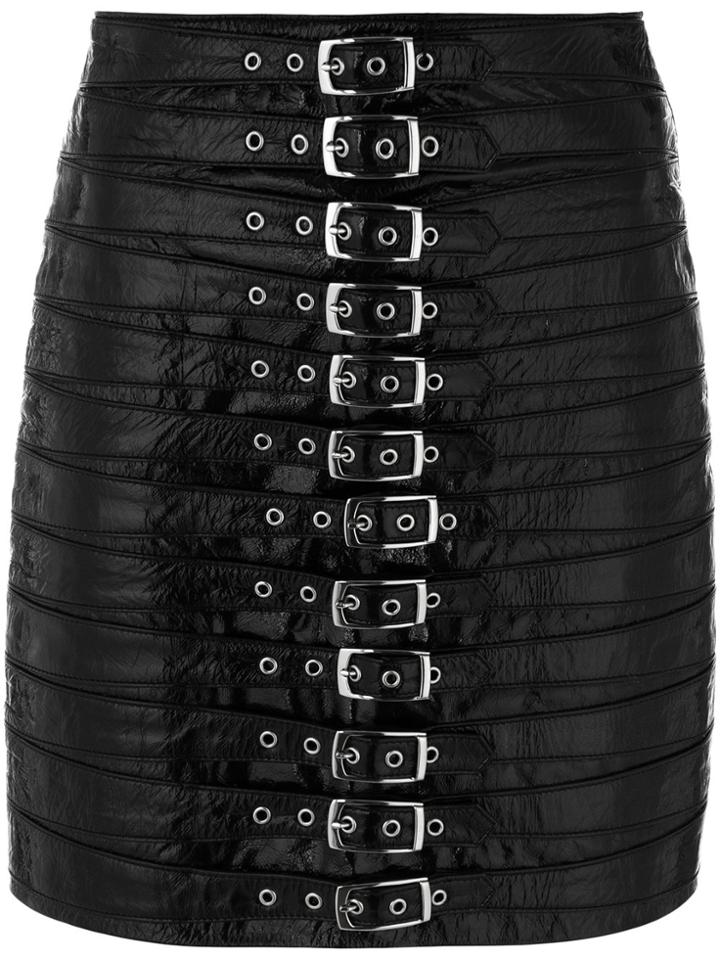 Manokhi Patent Leather Buckle Skirt - Black
