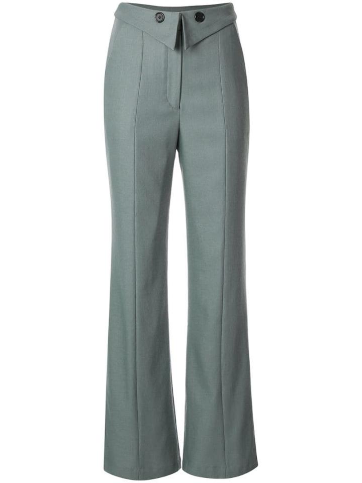 Palmer / Harding Folded Waistband Flared Trousers - Green