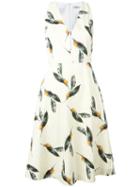 Cacharel Pineapple Print Flared Dress, Women's, Size: 34, Yellow/orange, Cotton