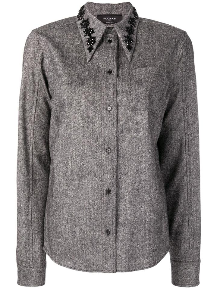 Rochas Embellished Collar Shirt - Grey