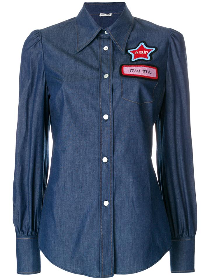 Miu Miu Name Badge Denim Shirt - Blue