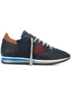 Philippe Model Panelled Sneakers, Men's, Size: 43, Blue, Calf Leather/leather/rubber/nylon