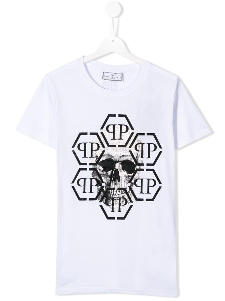 Philipp Plein Junior Skull Motif T-shirt - White