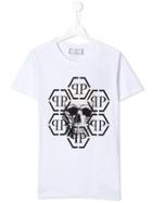 Philipp Plein Junior Skull Motif T-shirt - White