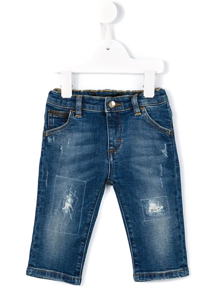 Dolce & Gabbana Kids Ripped Detail Jeans, Boy's, Size: 18-24 Mth, Blue