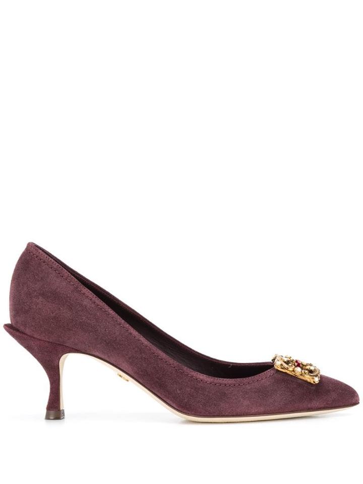Dolce & Gabbana Monogram Kate Kitten Heels - Red