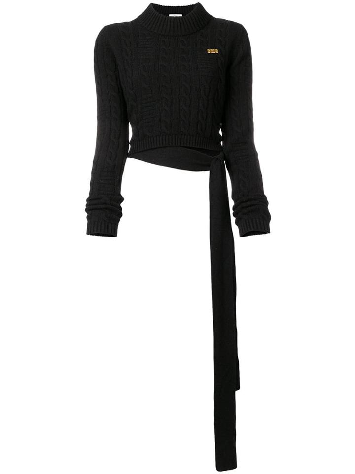 Gcds Braided Cropped Knit Sweater - Black
