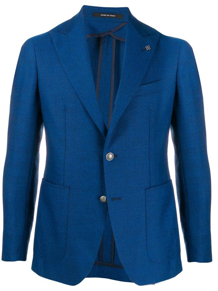 Tagliatore Single-breasted Logo Pin Blazer - Blue