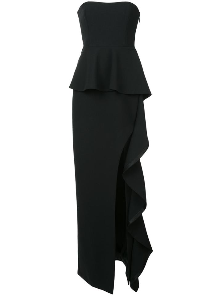 Cinq A Sept Peplum Ruffle Slit Gown - Black