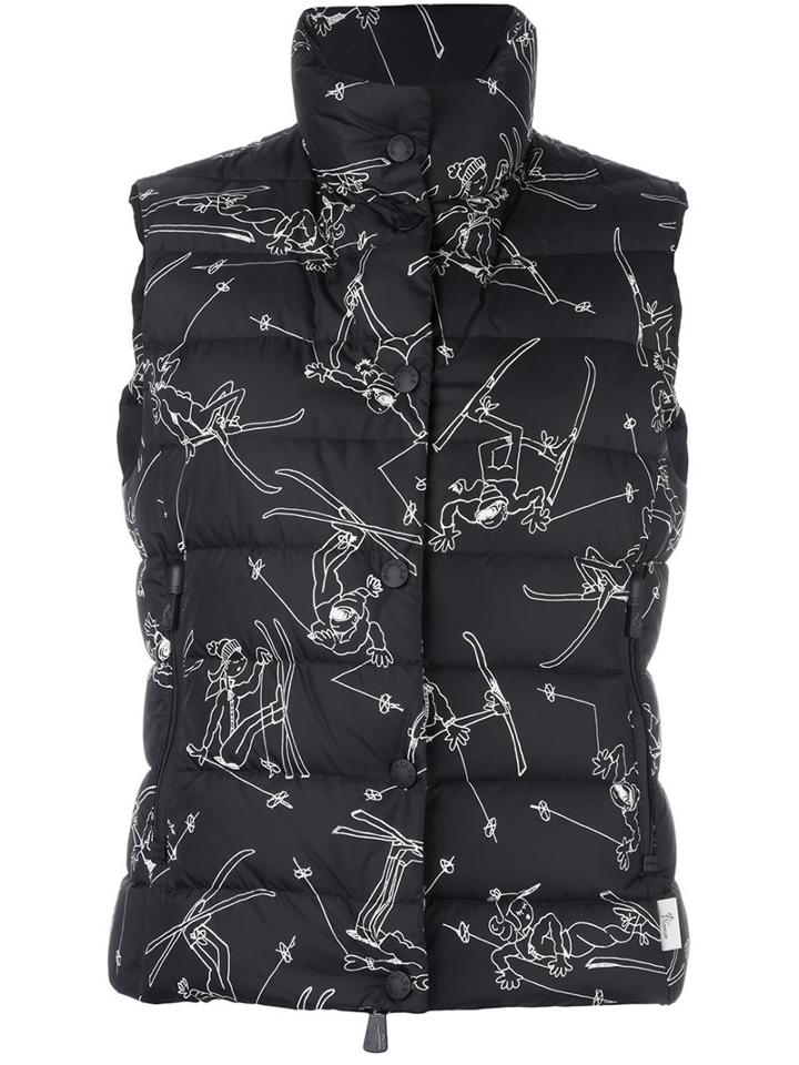Moncler Grenoble Ski Print Padded Gilet, Women's, Size: 1, Grey, Feather Down/polyamide