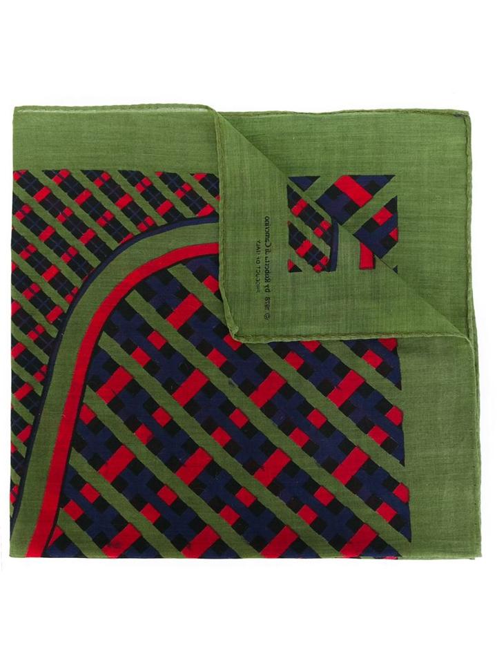 Roberta Di Camerino Vintage Grid Print Square Pocket, Adult Unisex, Green