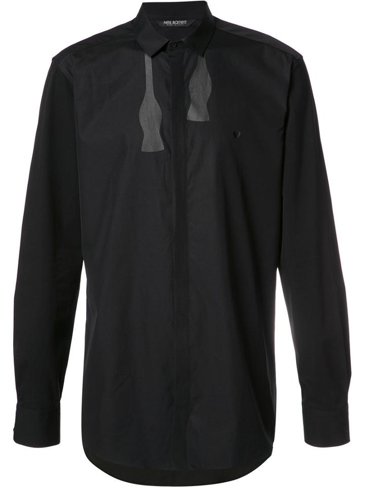 Neil Barrett Bow Tie Print Shirt, Men's, Size: 40, Black, Cotton