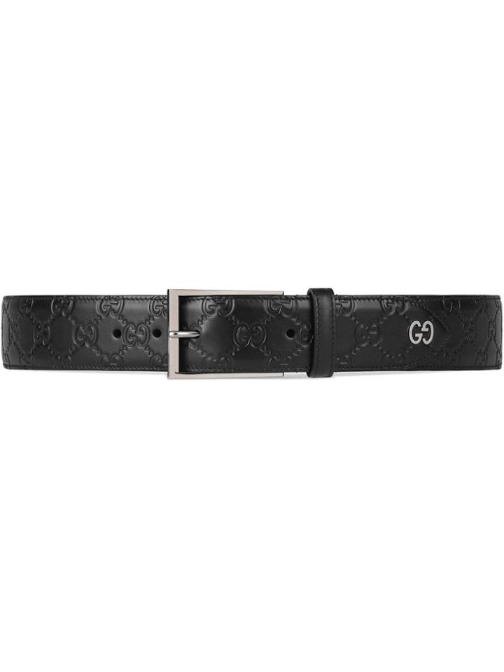 Gucci Gucci Signature Belt With Gg Detail - Black