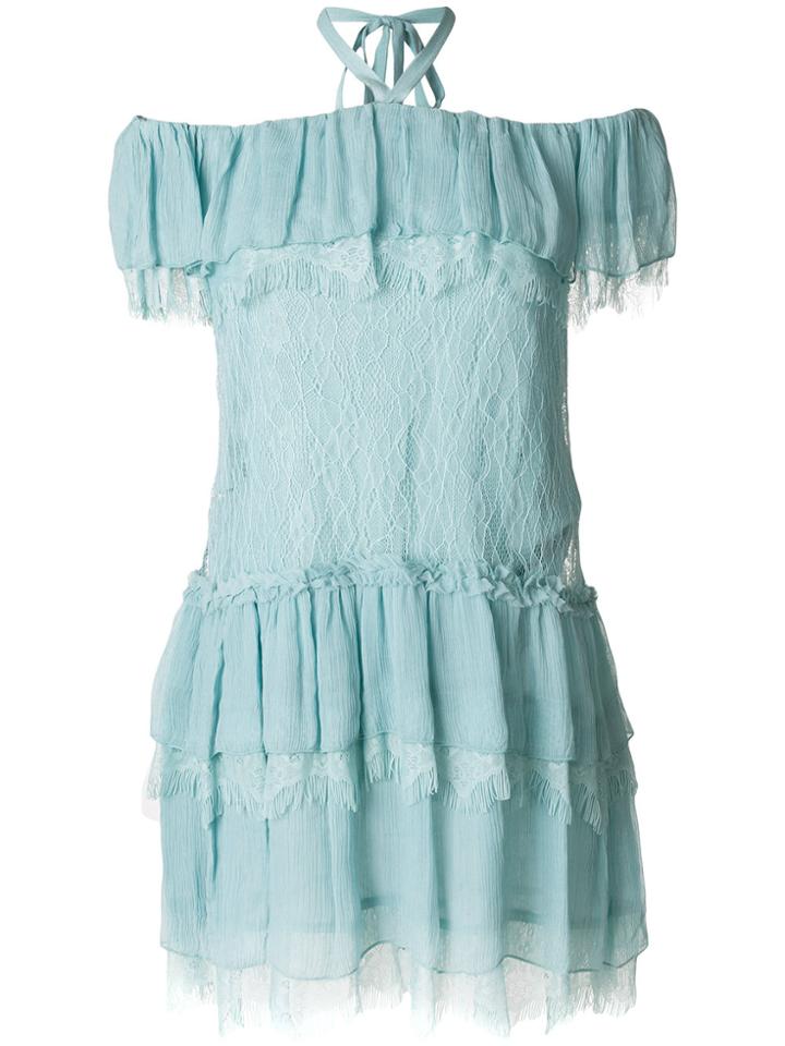 Alice+olivia Ruffled Off Shoulder Dress - Blue