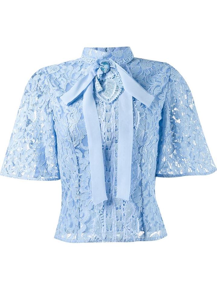 Martha Medeiros Lace Blouse, Women's, Size: 40, Blue, Silk/cotton