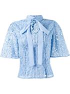 Martha Medeiros Lace Blouse, Women's, Size: 40, Blue, Silk/cotton