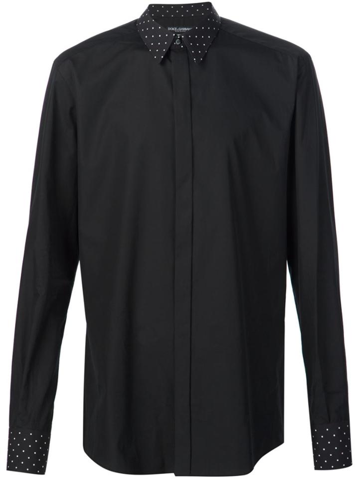 Dolce & Gabbana Polka Dot Detail Shirt - Black