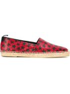 Saint Laurent Star Print Espadrilles, Men's, Size: 41.5, Red, Calf Leather/leather/rubber