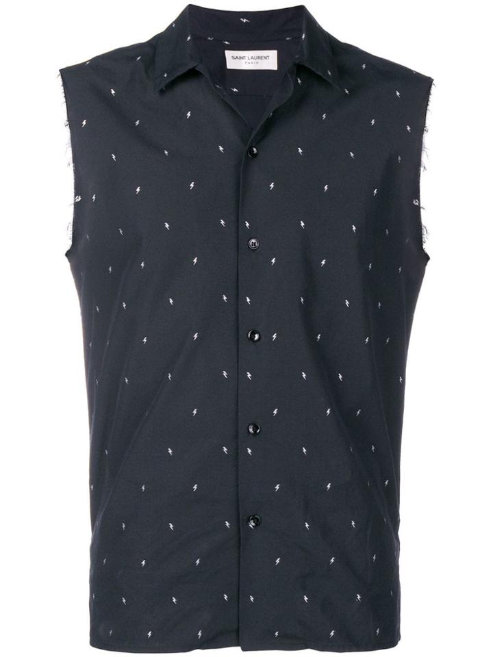 Saint Laurent Lightning Bolt Print Shirt - Black