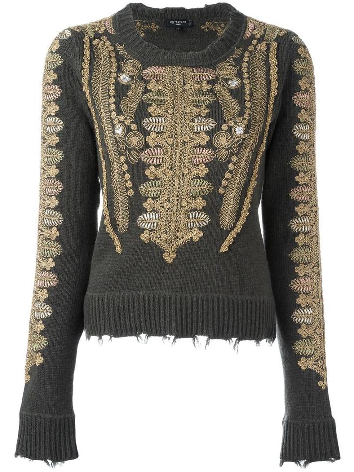 Etro Embroidered Jumper, Women's, Size: 44, Green, Cotton/viscose/wool/metallic Fibre