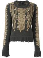 Etro Embroidered Jumper, Women's, Size: 44, Green, Cotton/viscose/wool/metallic Fibre