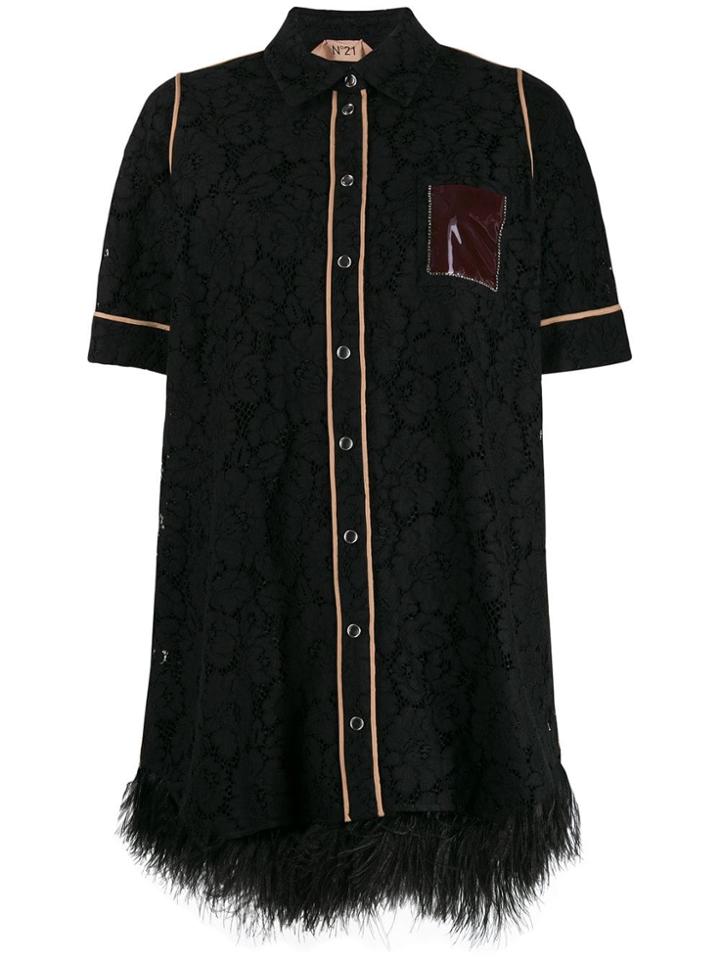 Nº21 Embellished Lace Shirt Dress - Black