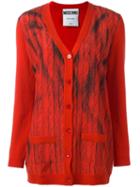 Moschino Trompe-l'oeil Print Cardigan, Women's, Size: 42, Red, Silk/cashmere/virgin Wool