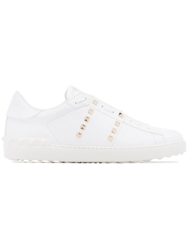 Valentino White Leather Rockstud Untitled Sneakers