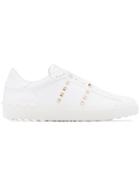 Valentino White Leather Rockstud Untitled Sneakers