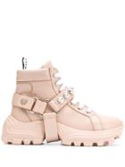 Miu Miu Crackled Crystal Embellished Hi-top Sneakers - Pink