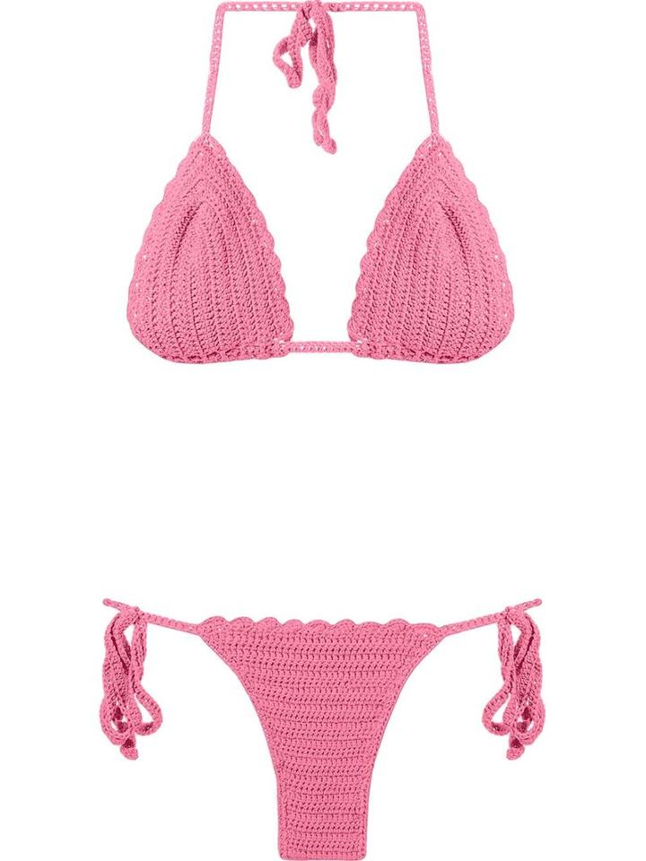 Skinbiquini Pattern Knit Triangle Bikini Set