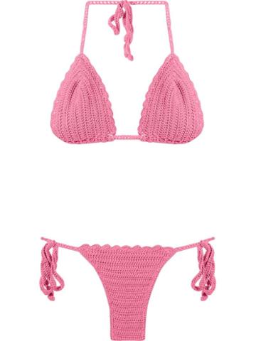 Skinbiquini Pattern Knit Triangle Bikini Set
