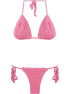 Skinbiquini Pattern Knit Triangle Bikini Set