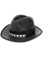 Borsalino Printed Trim Panama Hat - Black
