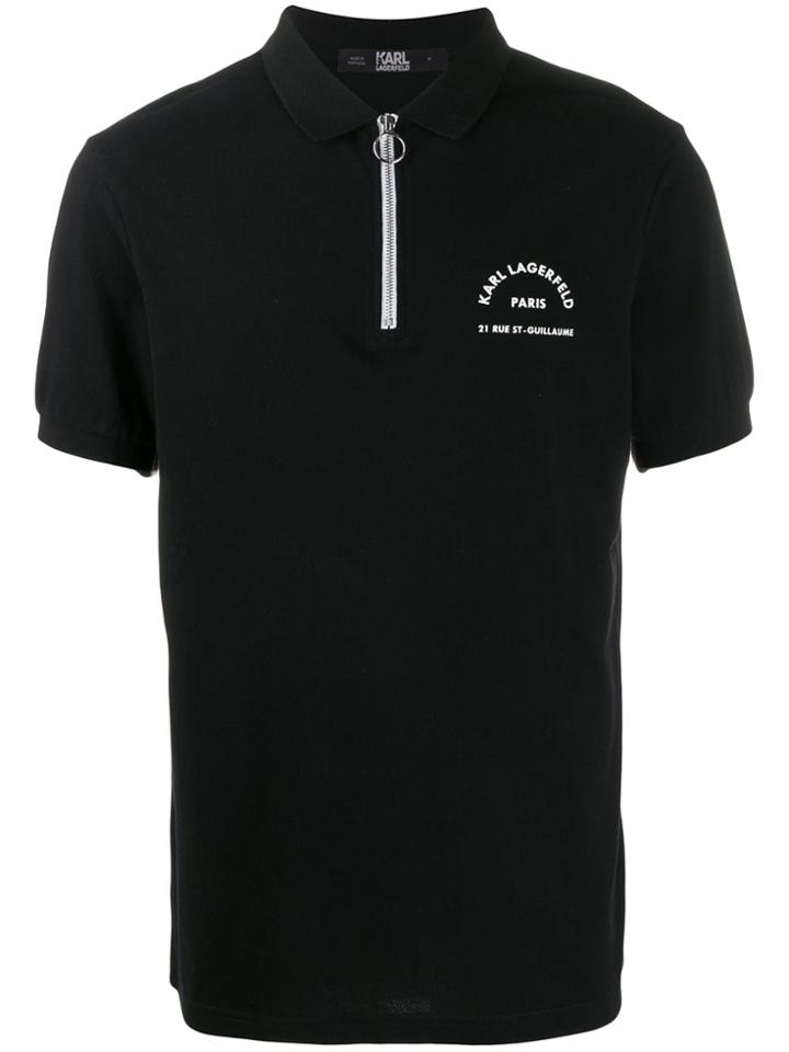 Karl Lagerfeld Logo Half-zip Polo Shirt - Black