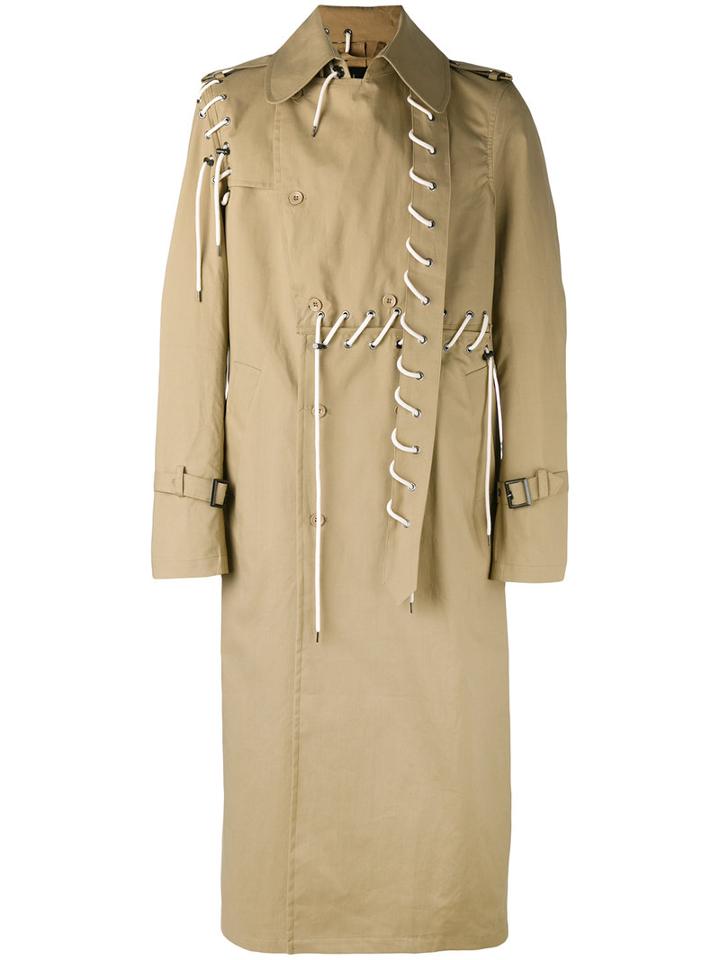 Craig Green Laced Trench Coat, Men's, Size: Small, Nude/neutrals, Cotton