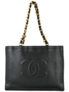 Chanel Vintage Cc Logo Chain Tote Bag - Black