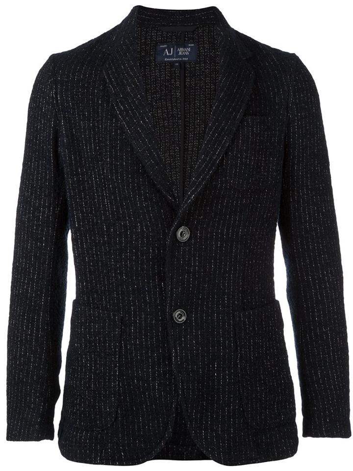 Armani Jeans Knitted Blazer, Men's, Size: 46, Blue, Cotton/acrylic/polyamide/other Fibers
