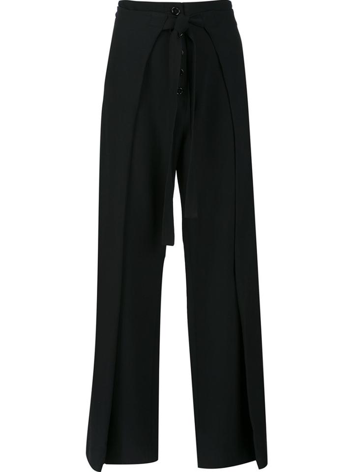 Proenza Schouler Wrap Palazzo Pants, Women's, Size: 4, Black, Elastodiene/viscose/virgin Wool
