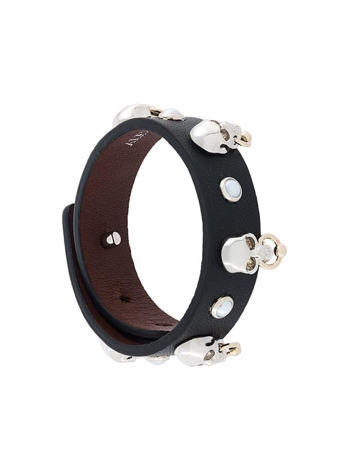 Alexander Mcqueen Skull Embellished Bracelet, Women's, Black