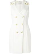 Pierre Balmain Double Breasted Dress, Women's, Size: 38, White, Viscose/polyamide/spandex/elastane