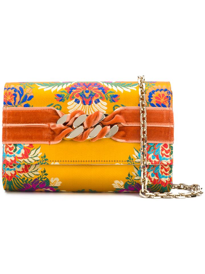 Casadei Chunky Chain Jacquard Clutch - Yellow & Orange