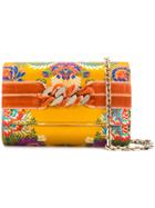 Casadei Chunky Chain Jacquard Clutch - Yellow & Orange