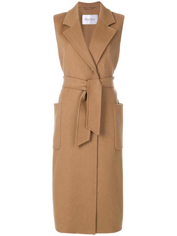 Max Mara Asmara Sleeveless Belted Coat - Brown