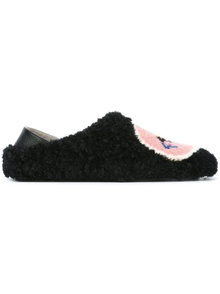 Fendi Fendi Faces Shearling Slippers