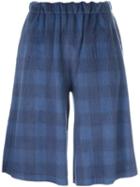 Mm6 Maison Margiela Plaid Short Trousers, Women's, Size: Medium, Blue, Cotton/acrylic/polyester
