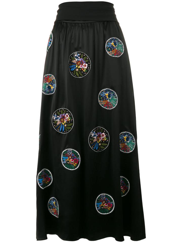 Fendi Embroidered Flower Skirt - Black