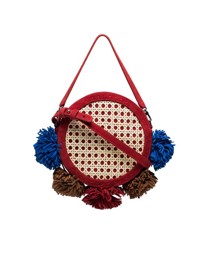 Mehry Mu Multicoloured Tambourine Straw And Suede Satchel Bag