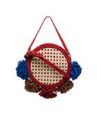 Mehry Mu Multicoloured Tambourine Straw And Suede Satchel Bag