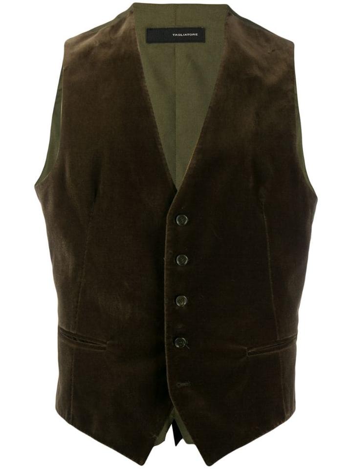 Tagliatore Velvet Waistcoat - Green